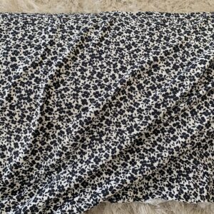 Double Brushed Poly Knit-Ditsy Charcoal Floral On Ivory