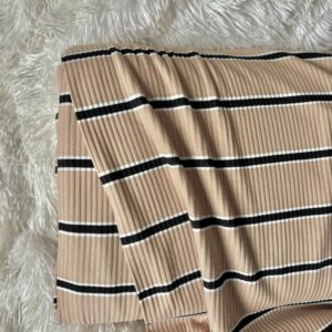 Ribbed knit-Beige Striped