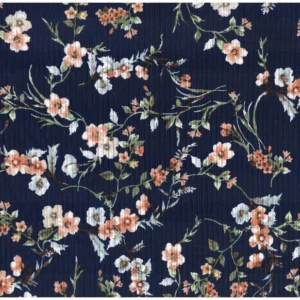 Ribbed knit-Dainty Floral On Navy