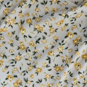 Ribbed Knit-Floral On Beige