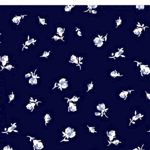 Double Brushed Knit-Small Flowers On Navy
